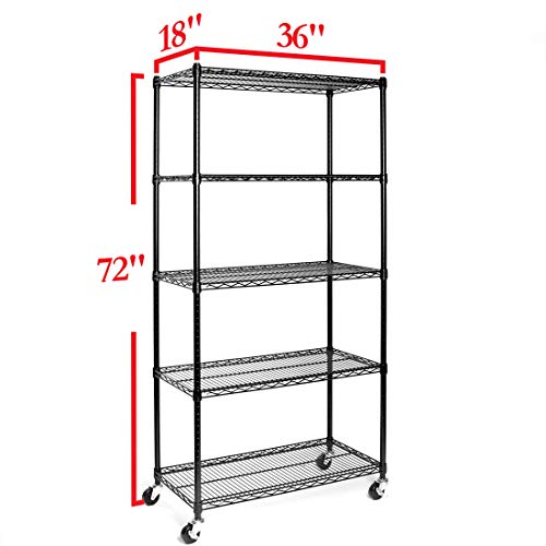 UltraDurable 5 (Black / 5-Tier Shelving, 36" W x 18" D)