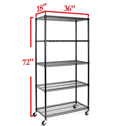 UltraDurable 5 (Black / 5-Tier Shelving, 36" W x 18" D)