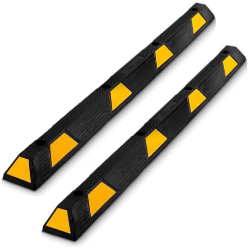 Heavy Duty Wheel Stop Garage Parking Aid for Cars & Trucks (2 Pack)