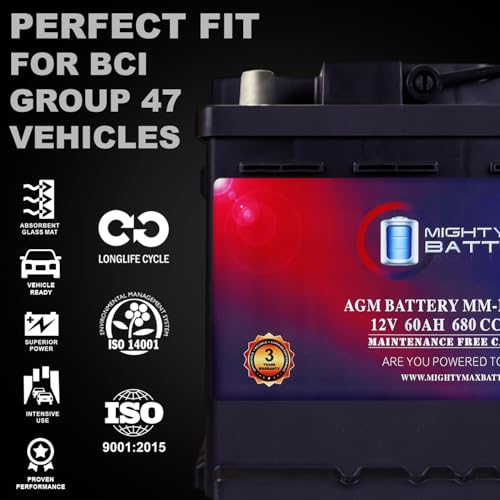 MM H5 Start and Stop Car BCI Group Size 47 12V 60 AH (Group 47)