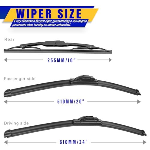 3 Wipers Fits Chevrolet Chevy Traverse 2018 (24"+20"+10")