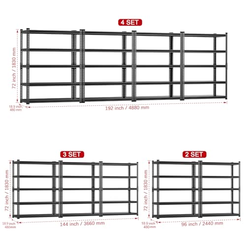 5 Tier Metal Garage Shelving Unit (48"W*18.9"D*72"H)