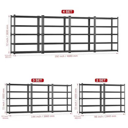 5 Tier Metal Garage Shelving Unit (48"W*18.9"D*72"H)