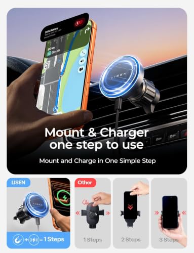 15W MagSafe Car Mount Charger (Black Gray)