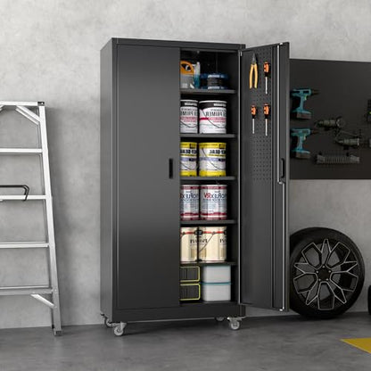 Wide & Deep 71"x34"Wx18 D Metal Garage Storage Cabinet Black (Black / 18"D x 34"W x 71"H)