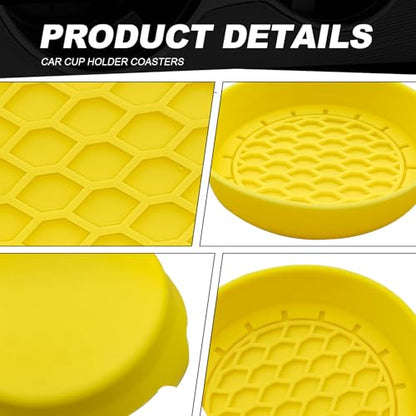 4 Pack Universal Cup Holder Coasters (Yellow)