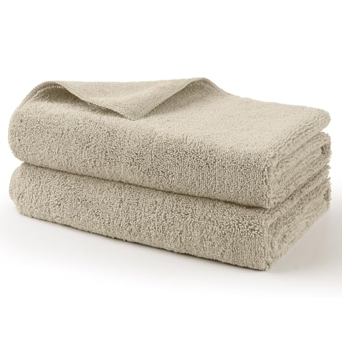 Professional Large Microfiber Car Drying Towels 2 Pack (Brown / 31 x 24 Inch)