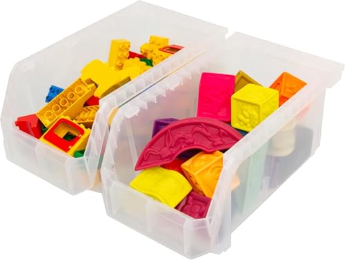 Akro Mils ReadySpace Large Stackable Plastic Storage Bins (Clear / Large, 6-Pack)
