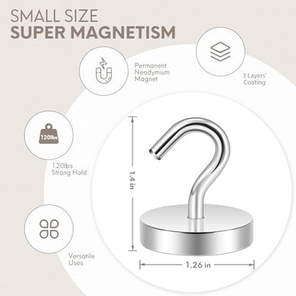 Magnetic Hooks Steel Tube Design for Cruise (Silver / 130lb Magnetic Hooks)