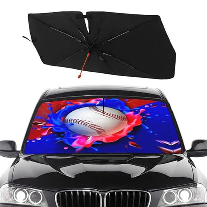 Baseball Car Windshield Sunshade Umbrella Foldable Visor Umbrella (57X31 Inch / Color-BS1)