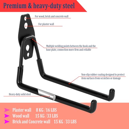4 Pack Garage Hooks Heavy Duty (7.4 inch)