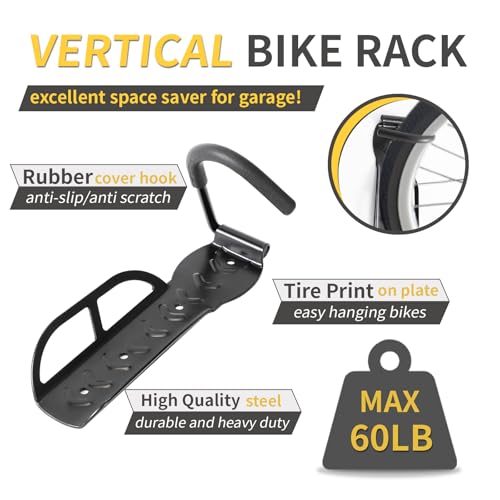 Vertical Bike Rack Wall Mount for Garage (2 Pack)