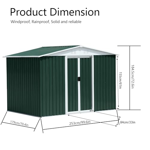 6x8 FT Outdoor Storage Shed (6x8 FT / Green)