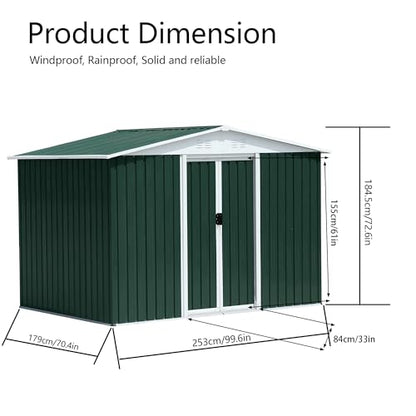 6x8 FT Outdoor Storage Shed (6x8 FT / Green)