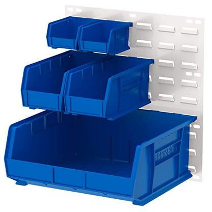 30618 Louvered Steel Wall Mount Panel Garage Organizer for Hanging AkroBin Storage Bins (White / 18-Inch W x 19-Inch H)