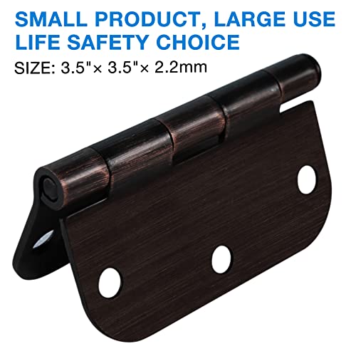 Rounded Door Hinges 3.5" x 3 1 (Oil Rubbed Bronze-Rounded / 18 Pack)