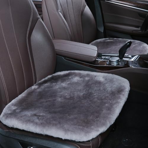 2 Pack Fuzzy Sheepskin Car Seat Covers for Soft Fur Wool Cushions (Misty Gray)