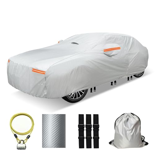 30 Layers Heavy Duty Car Cover for Automobiles All Weather Waterproof (Silver Heavy Duty / Fit Sedans 201"-210")