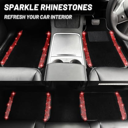 Red Bling Car Floor Mats Full Set (Red Diamond / Car Floor Mats (4 Pieces))