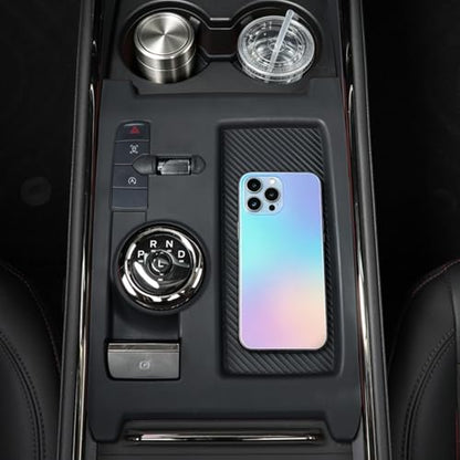for 2022 2023 2024 2025 Ford Fusion Car Gear Shift Panel Trim Cover Silicone Center Console Waterproof Coaster Black Wireless Charging Protective Pad Automotive Interior Accessories (for Ford Fusion 2022 2023 2024 2025)