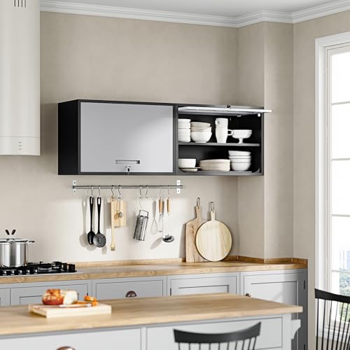 Metal Wall Cabinet with Doors and Shelves (16"D x 32"W x 22"H / Gray Black)