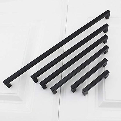 100 Pack 6-1/4 Inch Black Cabinet Handles Kitchen Drawer Pulls (Matte Black / 6-1/4 Inch Hole Centers)
