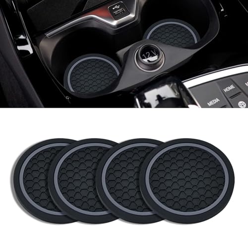 4PCS Car Cup Holder Coasters (Black/Gray)