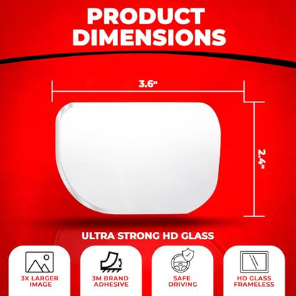 XLarge Blind Spot Mirror for Trucks 3.6"X2.5" (Rounded Rectangle / Pack of 2)
