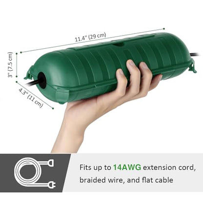 Outdoor Extension Cord Safety Cover (Green / Medium Box: 9.5" L x 3" W x 2.9" H)