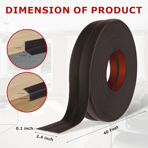 Wall Corner Protector Peel and Stick Corner Trim Molding (2.4 In x 40 Ft / Dark Walnut Wood)