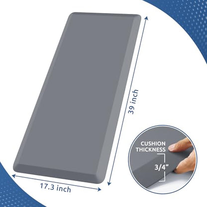0.8" Thick Kitchen Mat Cushioned Anti Fatigue Rug Comfort Floor Mats (Grey / 39"L x 17.3"W x 0.8"Th)