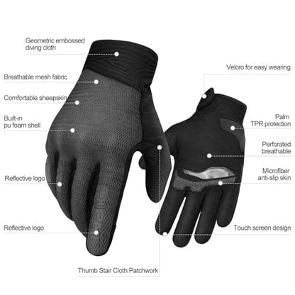 Breathable Mesh Motorcycle Gloves for Men (Grey / X-Large (Palm Circumference: 9.06-9.65 inches))