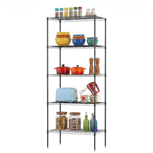 5 Tier Wire Shelf (Black / 14"D x 24"W x 60"H)
