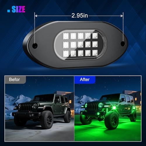 LED RGB Rock Lights for Trucks 8 Pods with APP and Remote Control (RGB / 8 Pods)