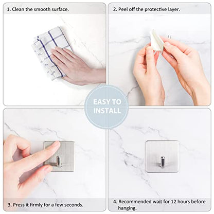 Adhesive Hooks for Shower Wall (Silver)
