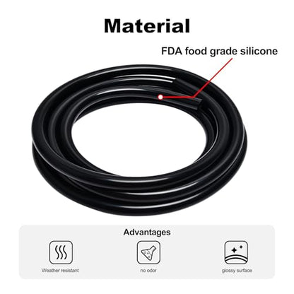 5/32 1/4 5/16 3/8 Silicone Vacuum Hose Line Kit 5FT, Black (5FT / Black)