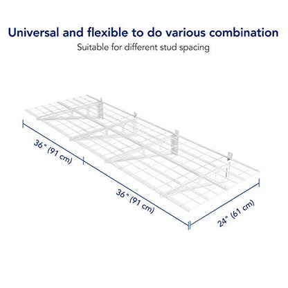 4-Pack 24-inch-by-72-inch Wall Shelf Garage Storage Rack Wall Mounted Floating Shelves 2x6 ft,White, Classic Series (4 pack-2x6 ft / White)
