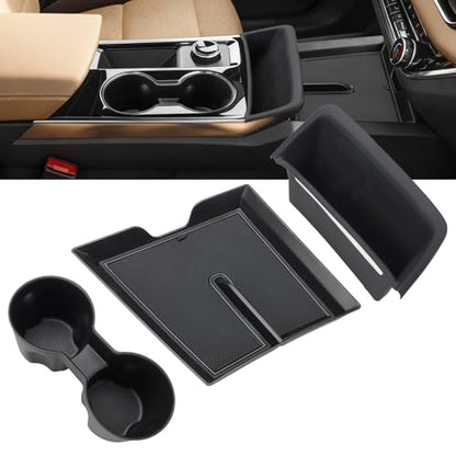 Center Console Organizer Tray & Cup Holder Insert Compatible with 2025 Chevy Equinox Accessories Car Center Console Mat