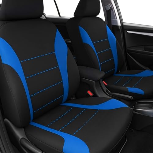 Polyester Full Car Seat Cover Set with Sponge Padding (Blue/Black)