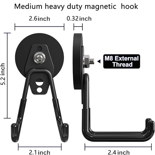 Heavy Duty Storage Magnetic Utility Hooks (Medium L 4Pack 13-65lb)