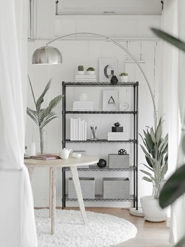 Black 5 Tier Metal Adjustable Freestanding Garage Storage Wire Shelving Unit (Black-5Tiers-36x14x72")