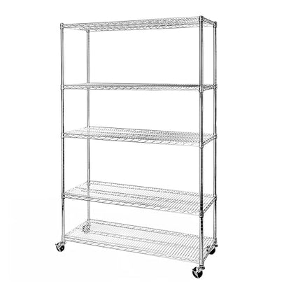 UltraDurable Heavy Duty NSF Solid Steel Wire Rack Storage Unit Organizer for Garage (Steel / 5-Tier Shelving, 48" W x 18" D)