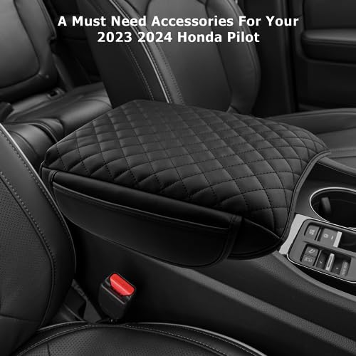 Center Console Cover Compatible with 2023 (2023-2026 Pilot Thick Black)