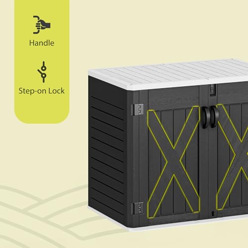 Outdoor Resin Storage Sheds with X (X-Shaped-4.3x3.4ft / Dark Gray)
