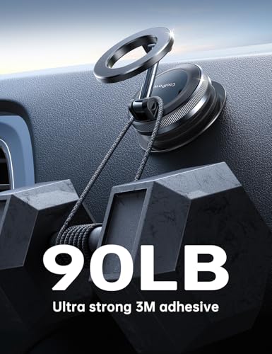 Newest Vacuum Magnetic Phone Holder for Car Phone Holder Mount【Movable Vacuum Suction】 Magsafe Car Mount Cell Phone Holders for Your Car Accessories for Women Men for iPhone 17 16 (Black)