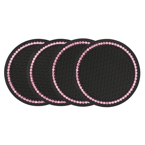 4PCS Bling Car Cup Coaster (4 Count / Black and Pink)