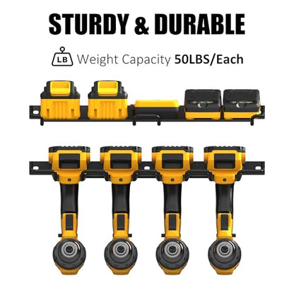 Wall Mounted Drill Rack & Tool Shelf (Power Tool Holder & Battery Shelf)