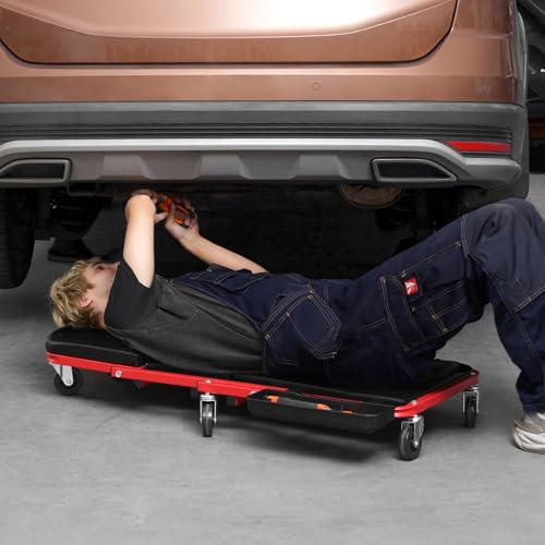 Foldable Z Garage Creeper (36 inch-2 in 1 / Red)