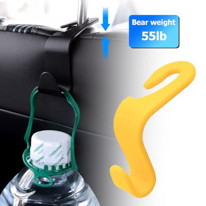 4 Pack Car Seat Headrest Hooks for Vehicle Seats (Yellow)