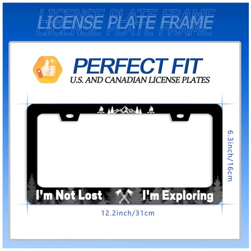 I'm Not Lost I'm Exploring License Plate Frame Stainless Steel Accessory (Funny I'm Not Lost I'm Exploring)